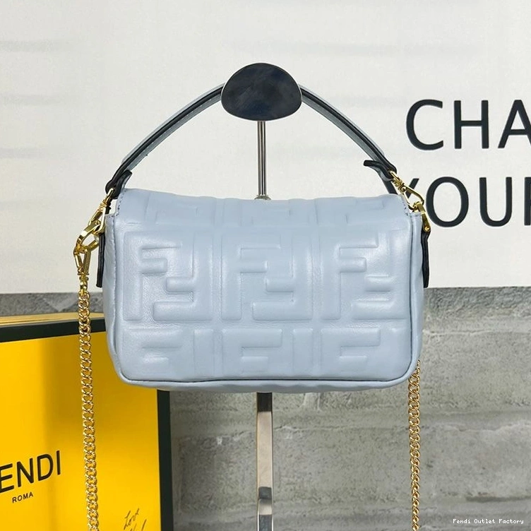 Affordable HOT Sky Motif Bag Leather Nappa Mini Blue Baguette Fendi In FF 0816